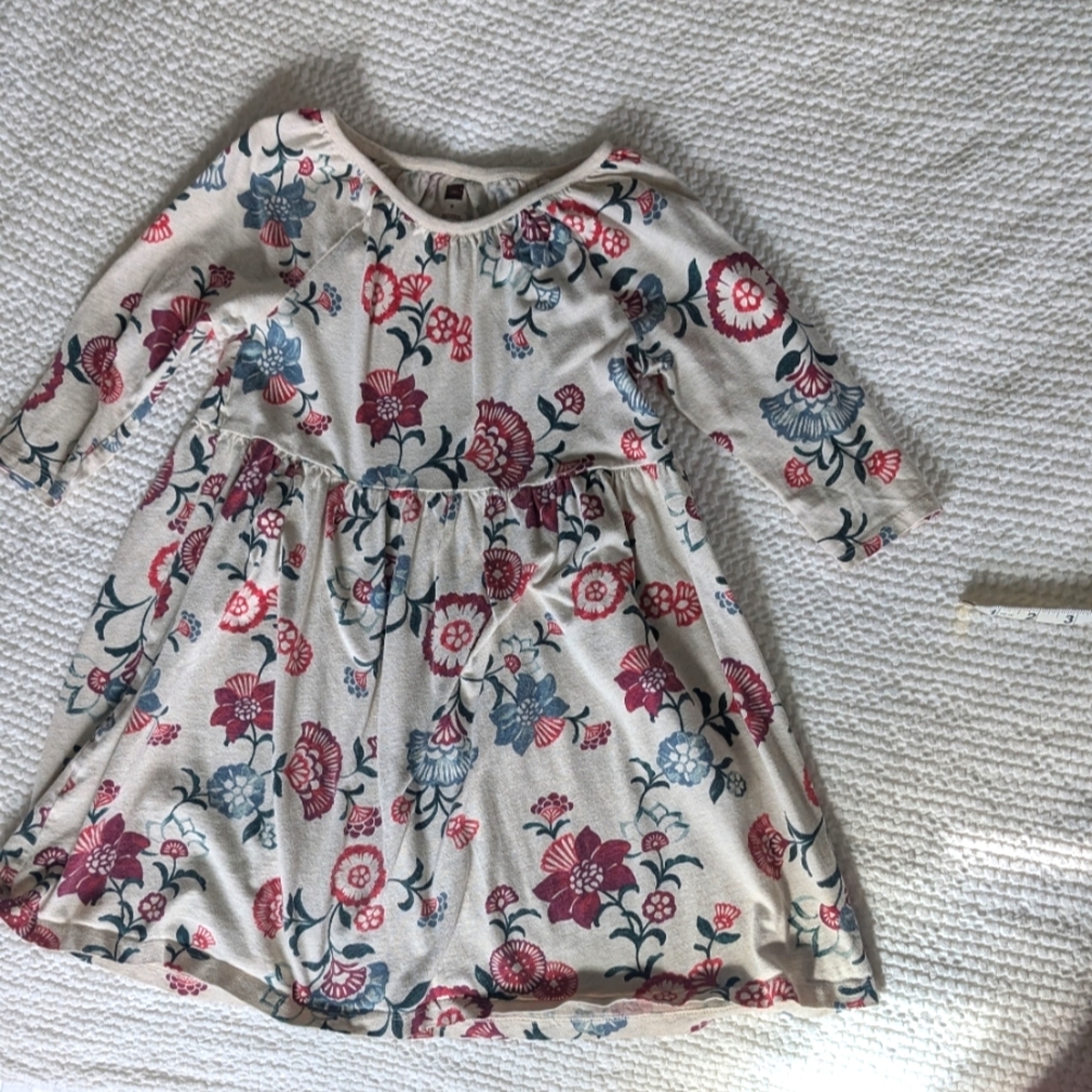 Tea Collection girls' long sleeve dress with floral motif